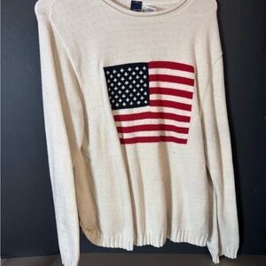 Women's Cream Sweater with American Flag Design